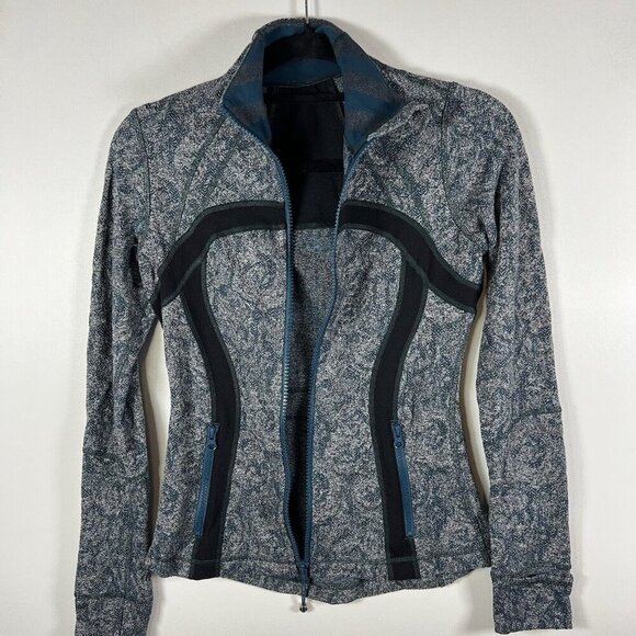 lululemon athletica Define Jacket Brushed Herringbone Gray Blue Alberta size 6 - Picture 8 of 14